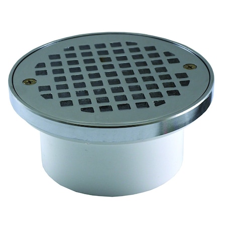 Jones Stephens 3in. x 4in. General Purpose PVC Drain with 5in. Chrome Plated Round Strainer with Ring D54107